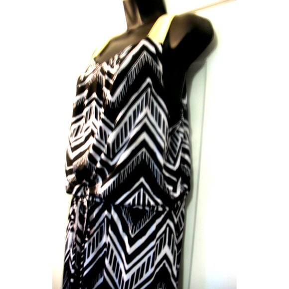 Notations Maxi Shift Retro Dress  Plus Size Large, Black/White/Yellow - Picture 8 of 15